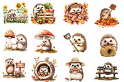 Cute Autumn Hedgehog Garden Clipart, an Illustration by Designworld (Thumbnail 4 of 5)