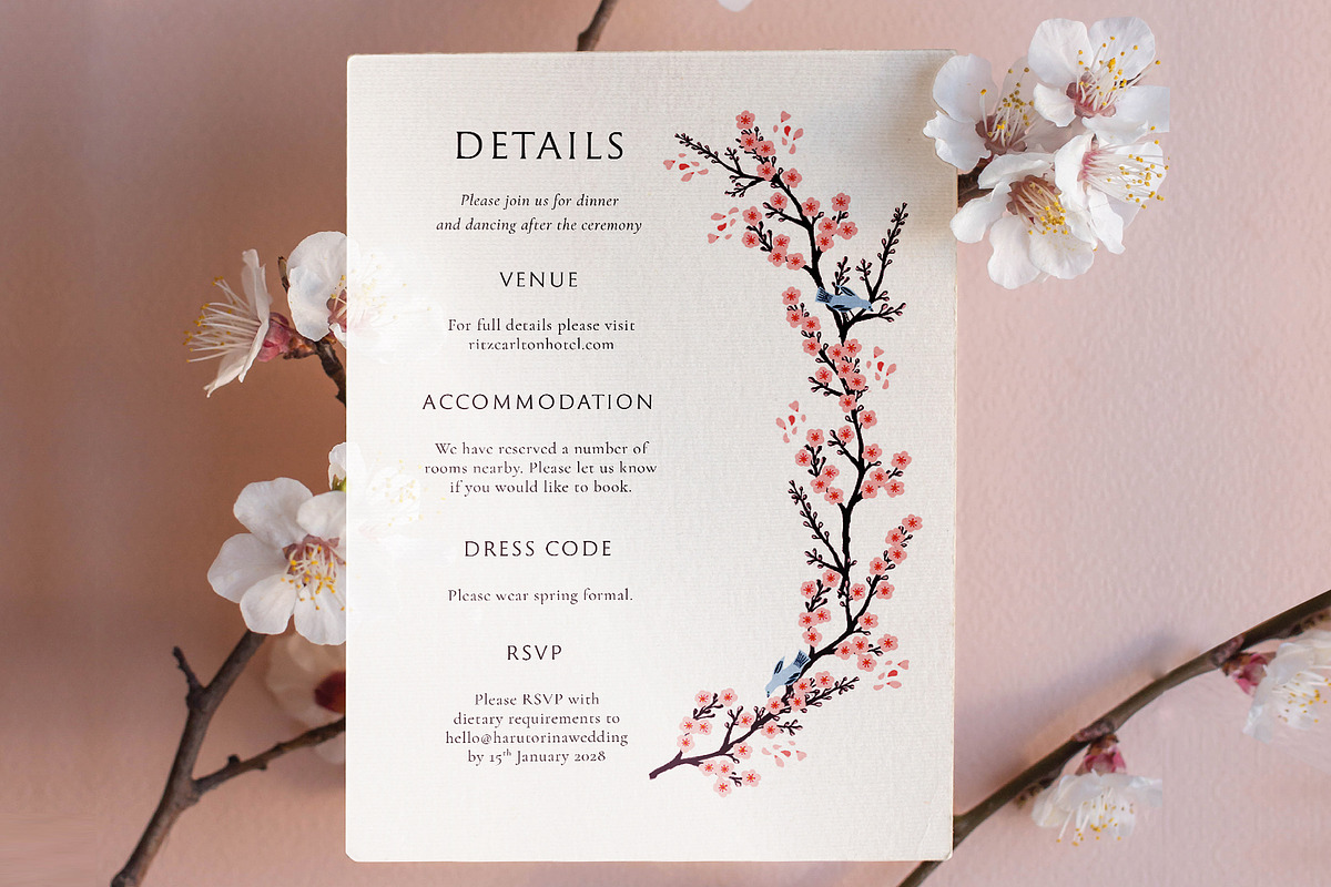 Cherry Blossom Wedding Invite Bundle, an Invitation Template by Wedding Whippet (Photo 7 of 9)