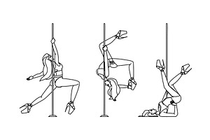 dance pole dancing woman vector, an Illustration by pikepicture