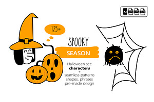 Spooky season / Halloween faces set
