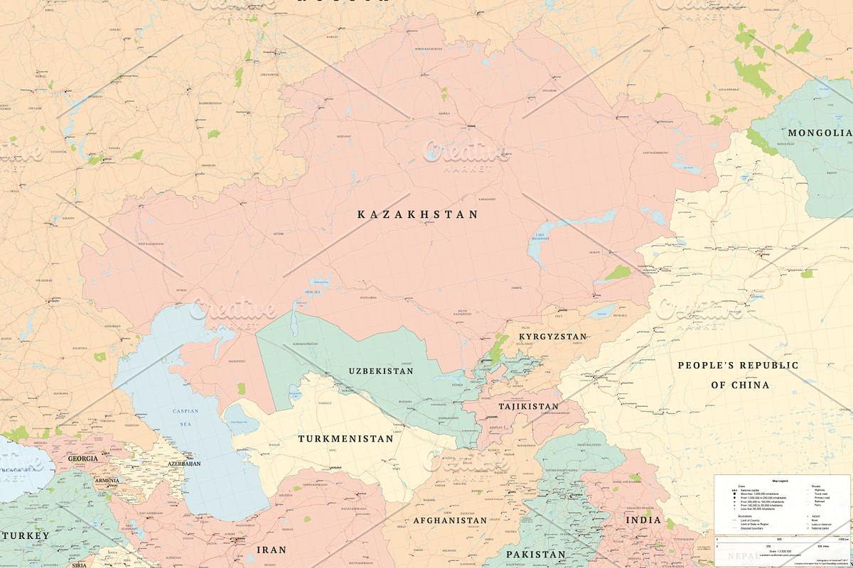 Political Map of Asia - Central Asia, an Education Illustration by Cartorical (Photo 3 of 9)