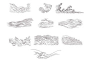 Wave elements in vintage style, an Object Graphic by marukopum (Thumbnail 7 of 9)