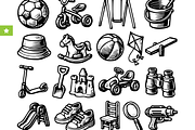 Vintage Kids Outdoor Toys Icons, an Object Graphic by RT Studio (Thumbnail 2 of 3)