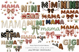 Crochet Mama Clipart PNG Bundle, an Illustration by SinaCreation