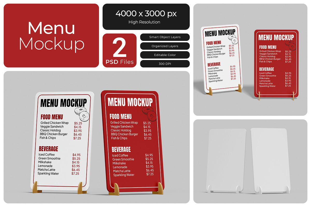 Menu Mockup, a Product Mockup by Bartama Graphic (Photo 1 of 4)