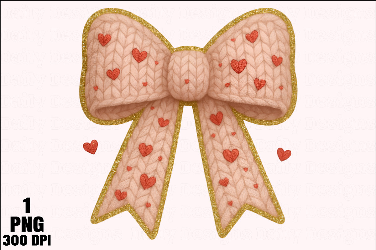 Valentine's Day Faux Knit Bow PNG, an Illustration by Daily.Designs (Photo 1 of 5)