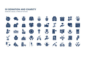 Donation And Charity Icon Set