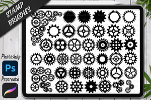 Cogs And Gears Stamps Procreate.