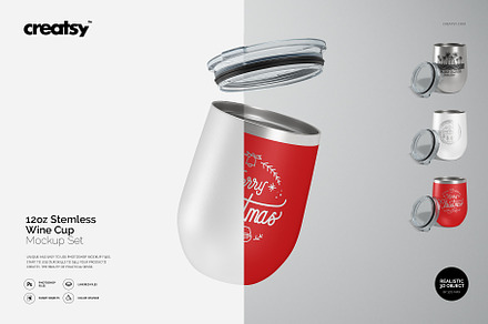12oz Stemless Wine Cup Mockup Set, a Cups & Container Mockup by creatsy5