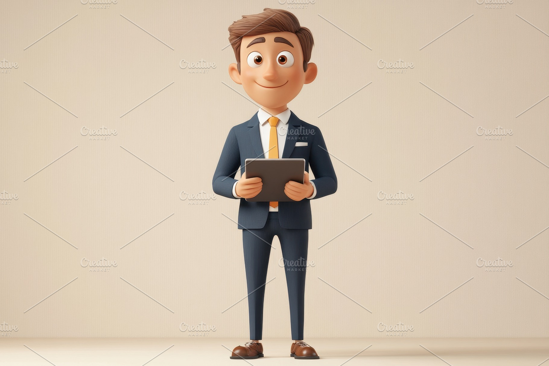 Businessman in a suit holding a tabl, a Photo by Tanuart