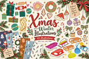 Xmas Winter Clipart | Hand Drawn, a Seasonal Illustration by Anna Studio (Thumbnail 1 of 12)