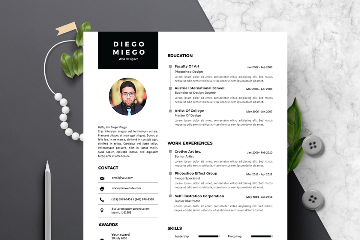 Vol.46 Resume & CV Template, a Resume Template by Hito Graphic (Photo 2 of 8)