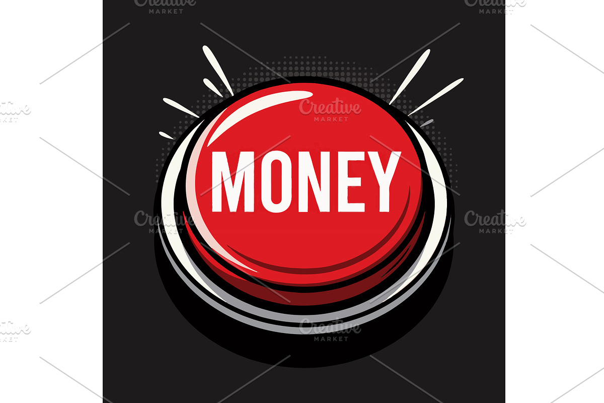 Red Money Button Pop Art vector, a Finance Illustration by AlexArt