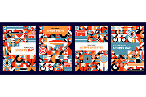 Modern geometric sport posters, a Sport Illustration by Vector Tradition