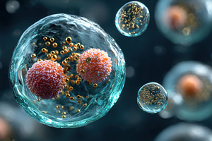 Microscopic Cell Structures Gold Par, a Photo by Pixeness Studio