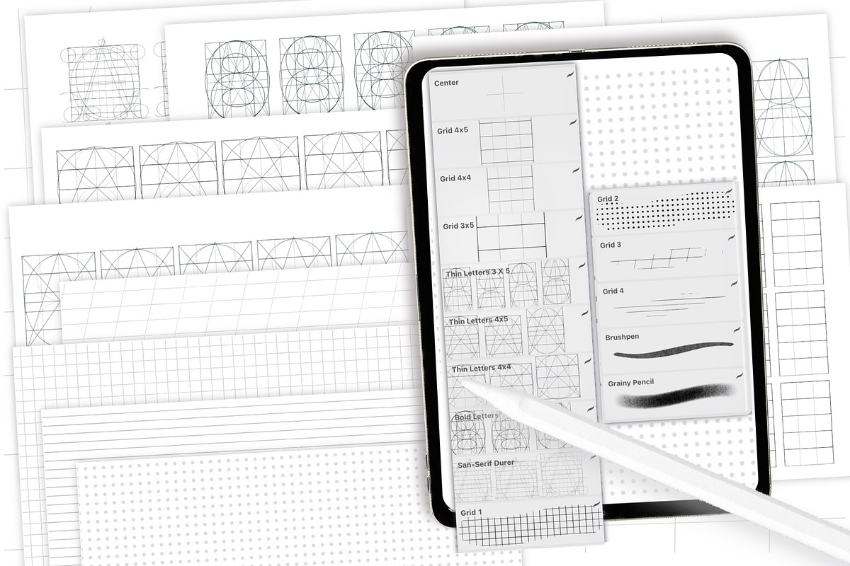 Procreate lettering grid set