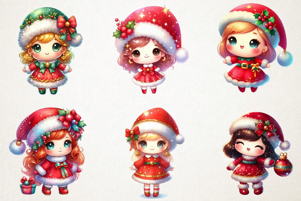 Christmas Cute Dolls Clipart, an Illustration by RobertsArt (Photo 6 of 7)
