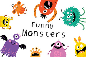 Funny Monsters Vector Set