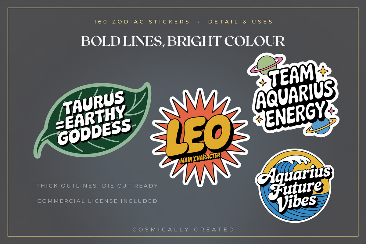 160 Zodiac Stickers, an Object Graphic by Jakayla Digital Co (Photo 4 of 16)