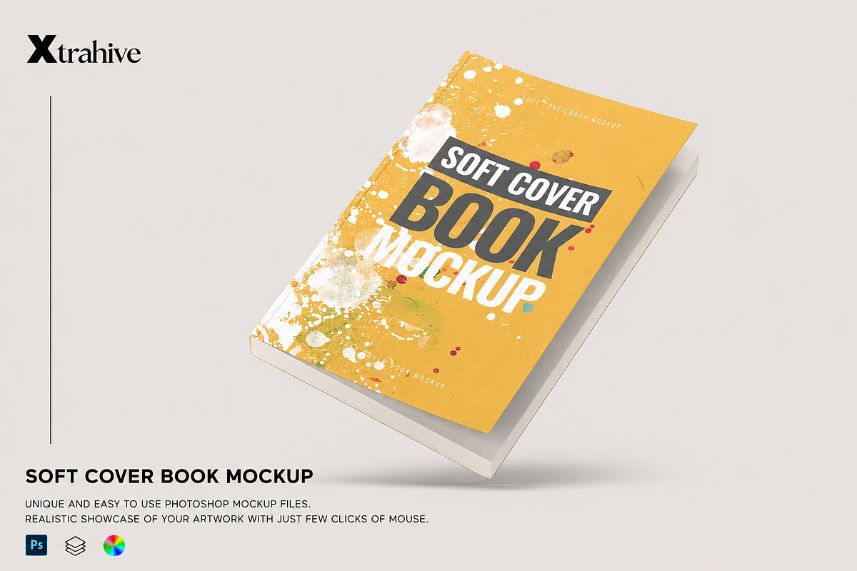 Soft Cover Square Book Mockup, an Advertising Mockup by Xtrahive (Photo 1 of 2)