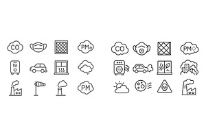 Illustration of air quality symbols, a Transportation Illustration by ZinetroN