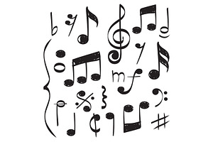 Notes Music. Vector Hand Drawn