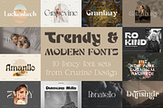 Trendy & Modern Fonts - 10 Sets, a Sans Serif Font by Cruzine (Thumbnail 1 of 55)