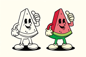 Retro Watermelon Character