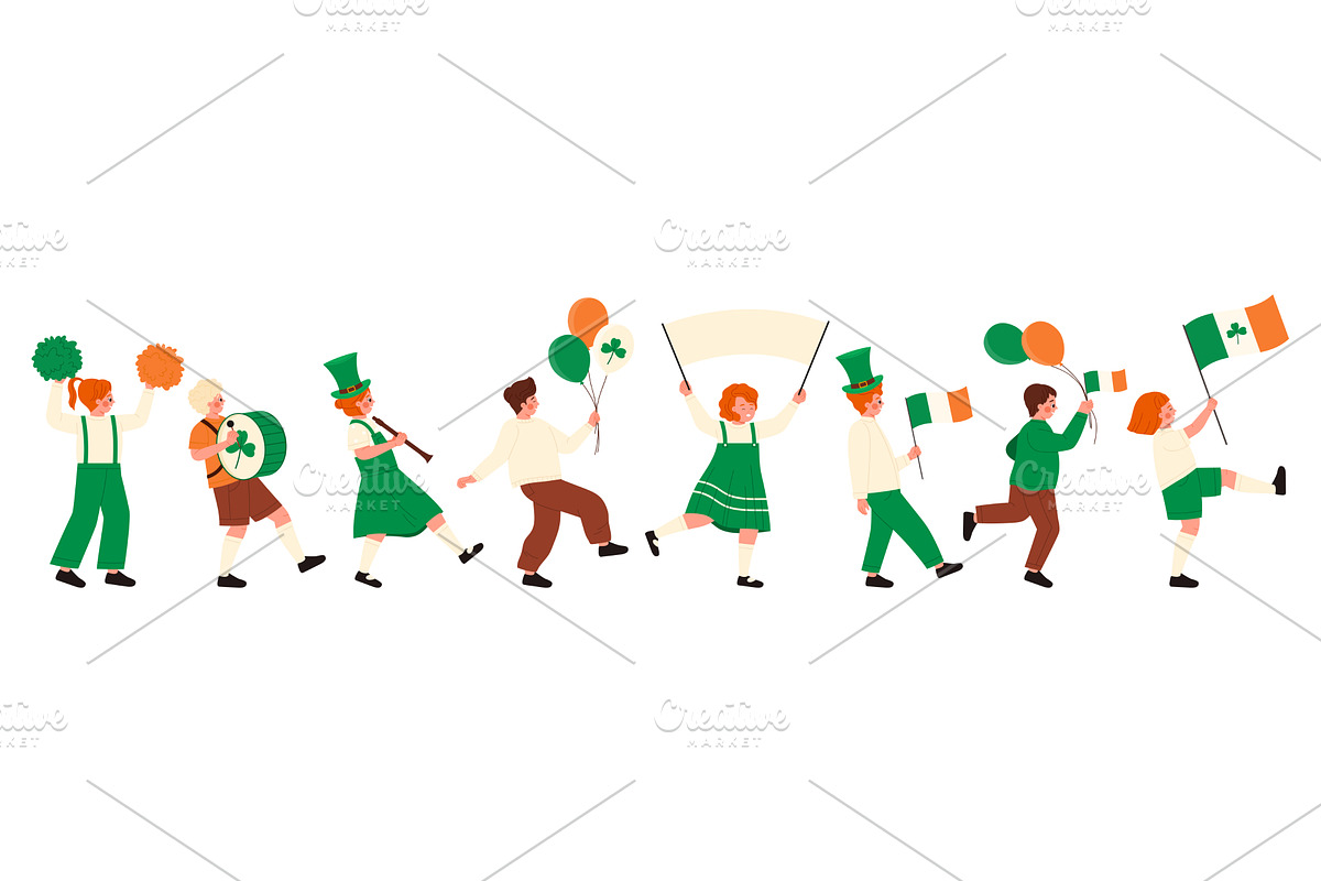 Children Celebrating St. Patrick Day, an Object Illustration by Flashvector