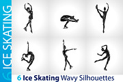 Ice Skating Silhouettes set, a Sport Illustration by Kluva's Wavy Silhouettes (Thumbnail 1 of 2)