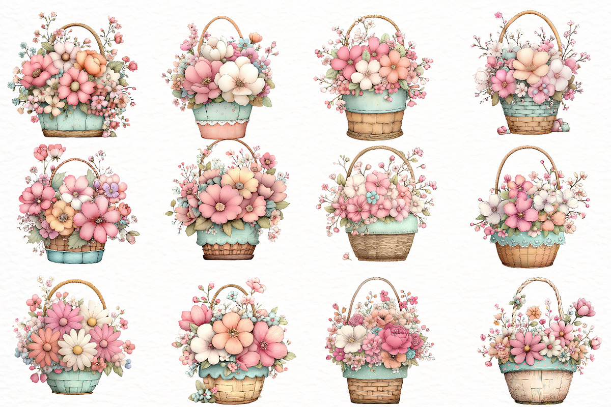 Whimsical spring basket clipart, an Illustration by Designworld (Photo 3 of 5)