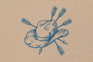 Old cowboy hat hit arrows, an Object Illustration by Vectorlina