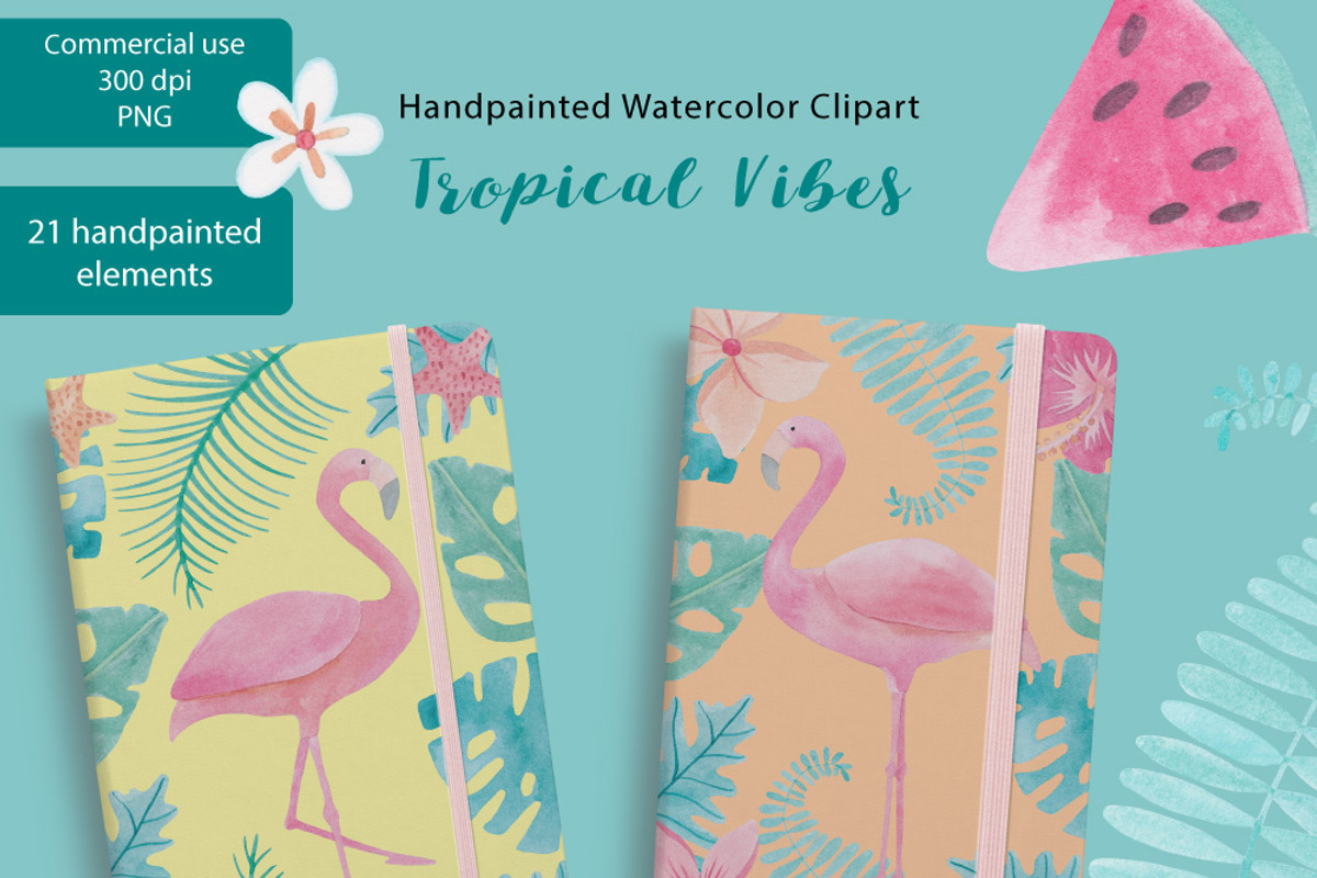Tropical Watercolor Vibes, an Illustration by LittleAcornGraphics (Photo 1 of 6)