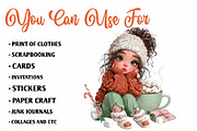 Whimsical Christmas Coffee Girl, a Seasonal Illustration by CreationArt (Thumbnail 5 of 7)