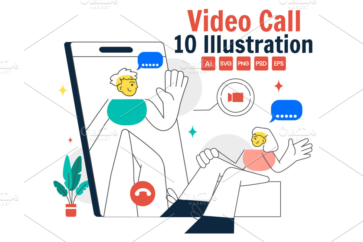 10 Video Call Illustration, a Person Illustration by denayunebgt (Photo 1 of 4)