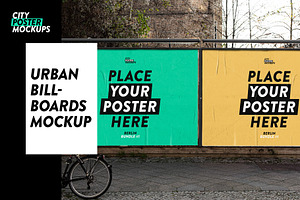 Glued Urban Billboards Mockup