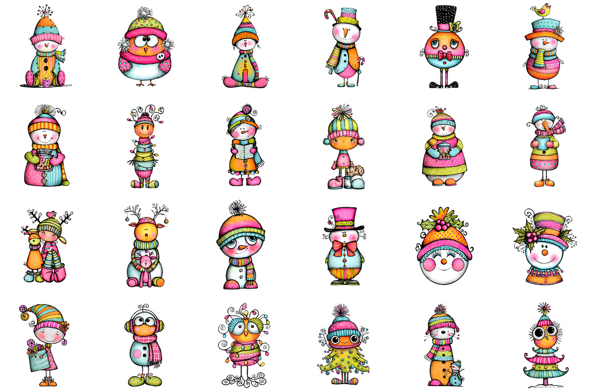 Whimsical Christmas Snowman Clipart, an Illustration by Sublimation Artist (Photo 2 of 6)