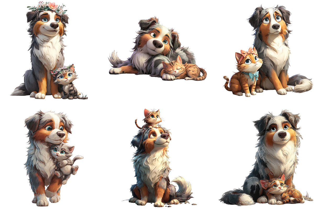 Australian Shepherd and Kitten, an Illustration by DreamArtGraphic (Photo 4 of 5)
