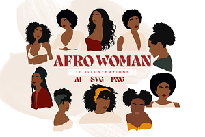 Afro Woman SVG Bundle, Black Woman