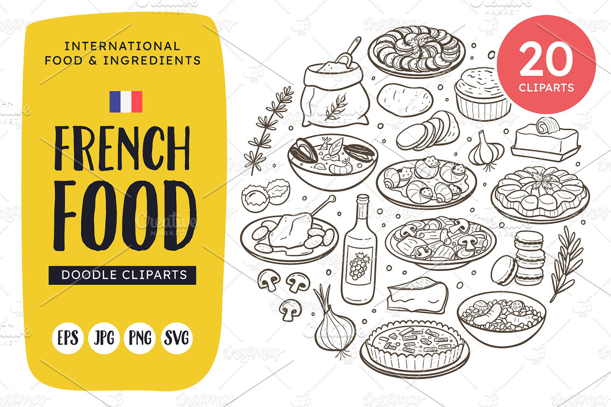 French Food Doodle Clip Art, a Food Illustration by insemar (Photo 1 of 4)