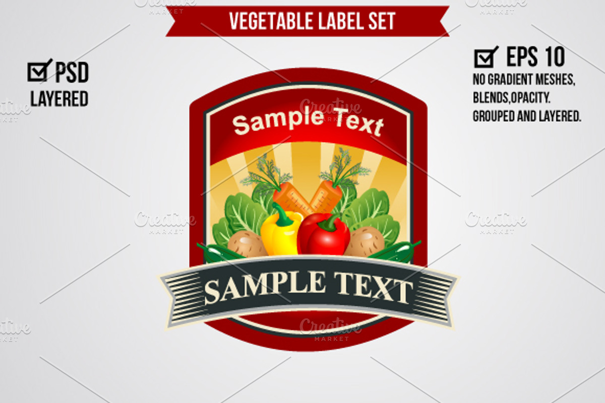 Vegetable Label Set, a Graphic by Propylparaben (Photo 6 of 6)