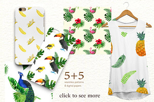 Tropical Bliss Watercolor Leaves Set