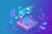 Cloud service 3d isometric set, a Background Graphic by Nadine's illustrations (Thumbnail 3 of 4)