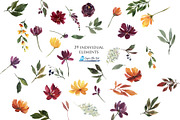 Watercolor Flowers, Burgundy & Gold, an Illustration by Graphic Blue Bird (Thumbnail 2 of 6)