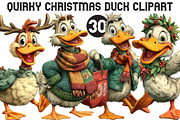 Quirky Christmas Duck Clipart, an Illustration by Black Bird Studio (Thumbnail 1 of 6)