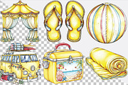 Watercolor Cozy Yellow Summer Clipar, an Empty State Illustration by SVGArt (Thumbnail 2 of 9)