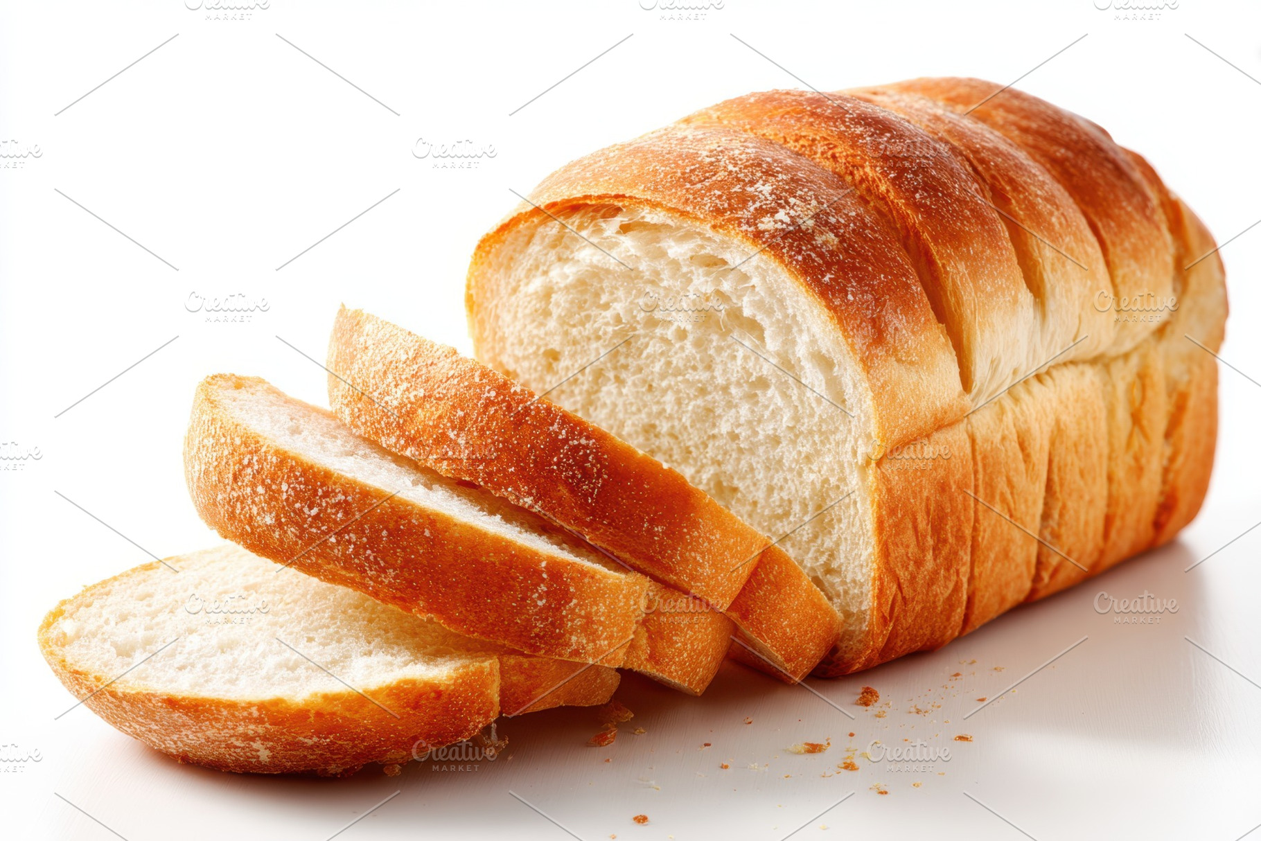 Freshly baked sliced bread loaf, a Food & Drink Photo by AlyaAnd