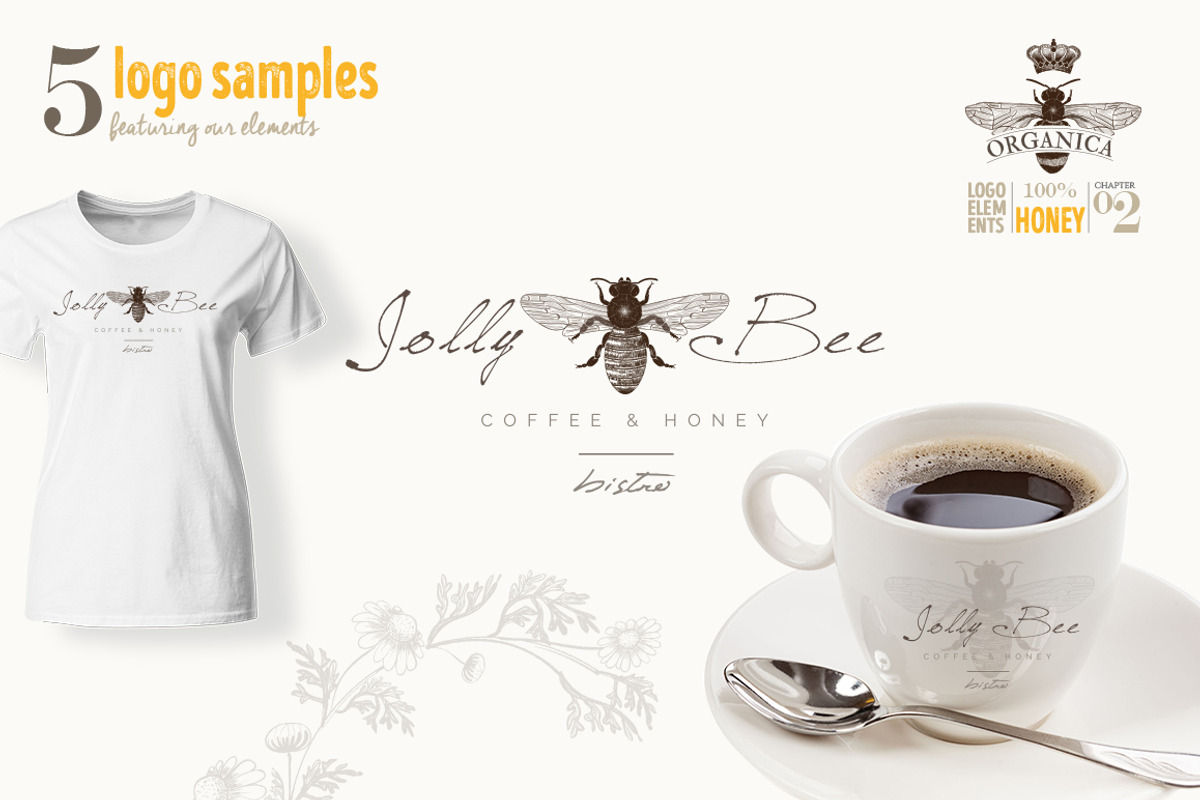 ORGANIC LOGO ELEMENTS – HONEY, an Illustration by Friendly Label (Photo 7 of 8)