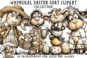 Whimsical Easter Goat Clipart, an Illustration by OK Design