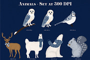 Blue & Gold Christmas Clipart, an Animal Illustration by The Audacious Brush (Thumbnail 5 of 16)